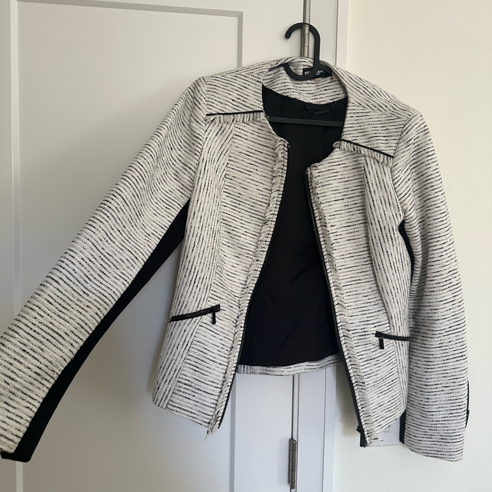 Karl Lagerfeld Black and White Structured Blazer